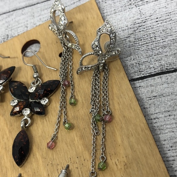 Bundle lot 3 butterfly earrings casual to dressy statement style, dangle drop + - Picture 4 of 4